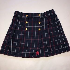 Tommy Hilfiger school girl pleated skirt red/white/blue gold tone snap 4T